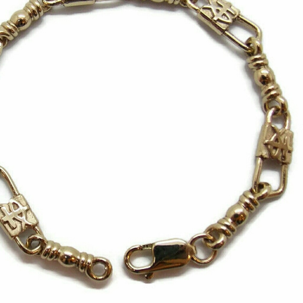 Fishers of Men Acts Bracelet 14k Yellow Gold Fish & Cross 9.5 in